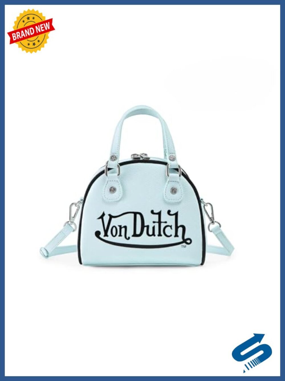 Mini Bowling Bag Vegan Leather Crossbody Top Handle Logo Hardware